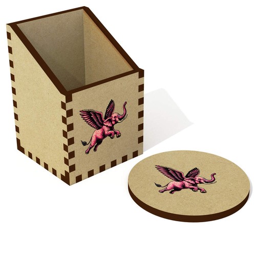 Pink elephant flying - 'pink, flying'